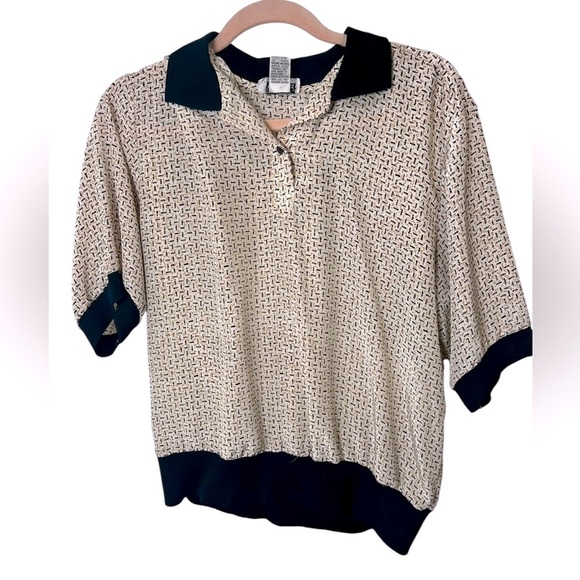 Vintage Notations Abstract Print Polo Top Women’s Size 14 Large (gender neutral) - Picture 1 of 3
